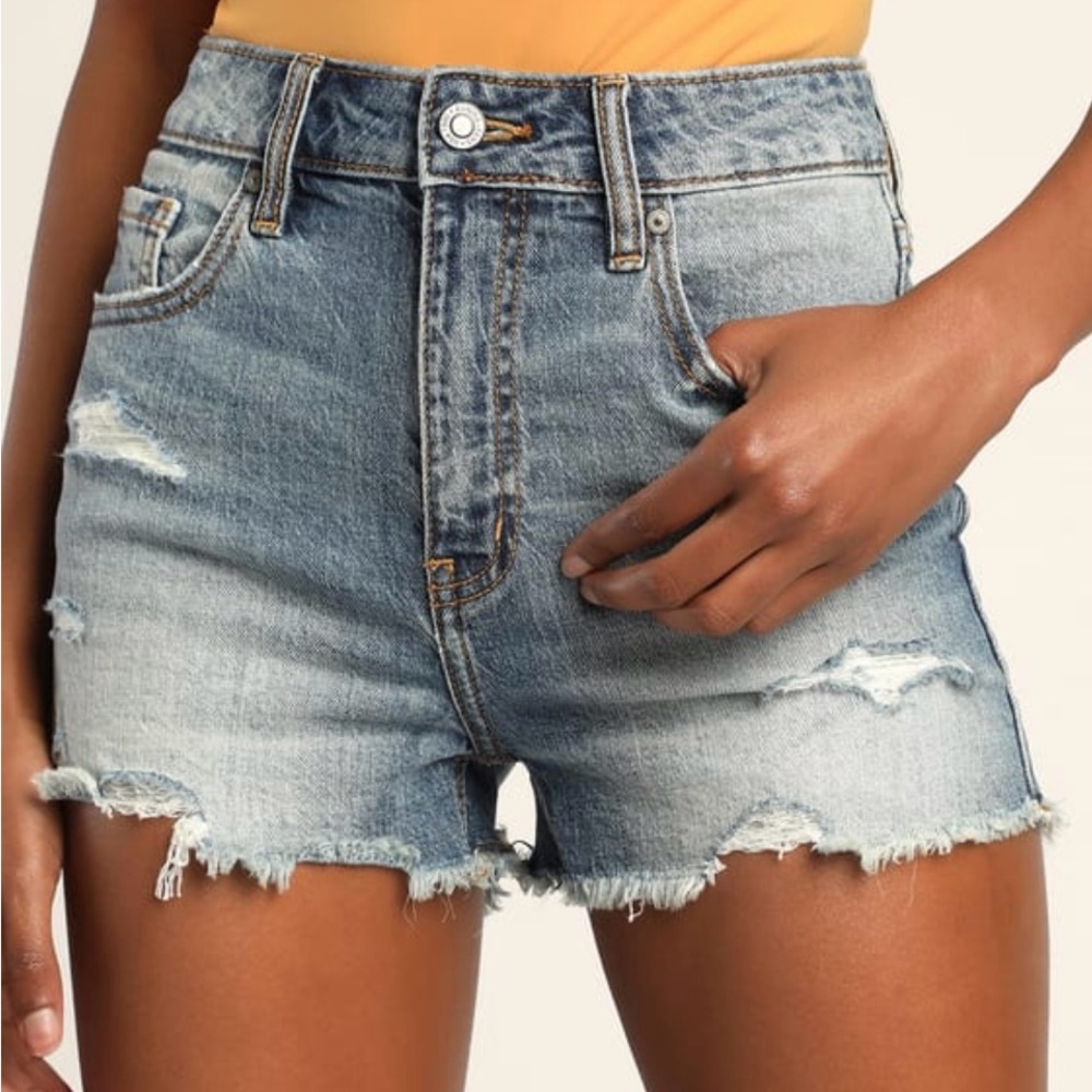 Eunina Lulu High Rise Cutoff Shortie Dark Wash Size M